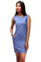 Bella Jones Sleeve-less Printed Pencil Dress – Blue