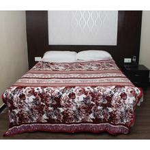 Brown Floral Print Double Bed Thin Fleece Blanket