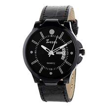 Zesta Combo Pack of Black Analogue Watch with Brown Wallet