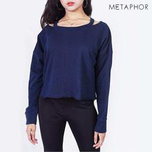 METAPHOR Navy Blue Stylish Sweatshirt For Women(Plus Size) - MS17D