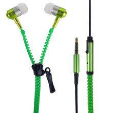 Zipper Woofer Hands-free Earphone For Smartphones-Green