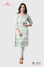 BC 812  off white printed pure cotton Kurti with cotton leggings set