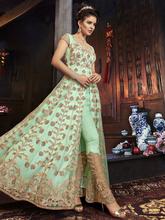 Stylee Lifestyle Green Net Embroidered Dress Material-2203