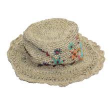 Beige/Multi-color Floral Textured Hemp Hat - Unisex