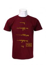 Wosa -PUBG GUN COLLECTION PUBG GOLD PRINT Maroon Printed T-shirt For Men