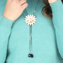 Silver Flower Pendant Necklace For Women