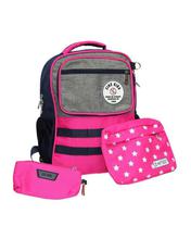 Pink/Blue Polyester Backpack For Girls