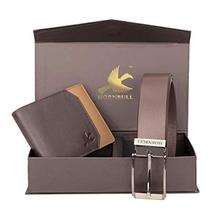 Hornbull Men's Brown Wallet and Brown Belt Combo 9255