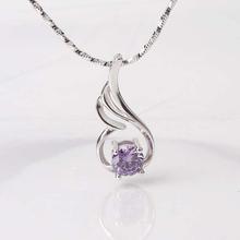 Ouxi Silver/White Zircon Embedded Drop Pendant With Chain For Women-30047-2