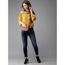 Casual Regular Sleeve Self Design Women Yellow Top