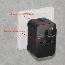 Bukey Travel Adapter-  All in One Universal AC Plug Adapter Power Converter with Dual USB Charging Ports for US EU UK AUS Europe Cell Phone- Black