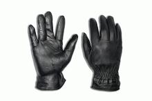 Genuine Leather Gloves With Buttons - Black