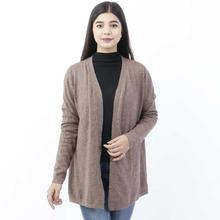 Chestnut Brown Solid Mix Cashmere Outwear For Women