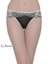 Clovia Black/White Lace Low Waist Bikini Panty For Women