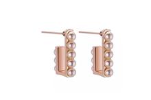 White Letter L Shaped Alloy And Faux Pearl Earrings For Women