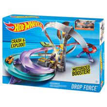 Hot Wheels Crash & Explode Motorized Booster Drop Force Track Set For Kids - DNN71