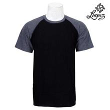 Round Neck Gray-Blue Sleeve T-Shirt For Men- Black