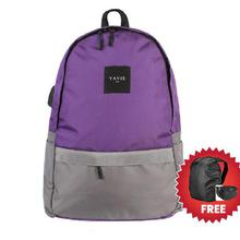 Yavie Dual Tone 19L Nylon USB Charging/Head Phone Port Casual Compatible Backpack-9031 With Free Bag Cover