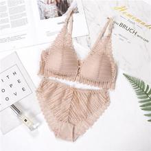 Queenral Sexy Lace Bra And Panty Set Front Closure