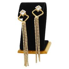 Ampersand Metal Chain Stone Studded Tassel Earrings For Women -560410