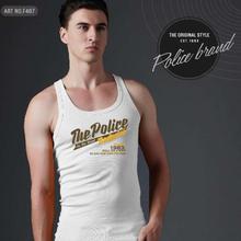 Police F487 Bodysize Printed Tank Top For Men- White