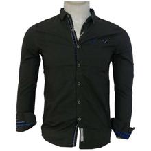 Dark Grey Plain Polyester Shirt For Men