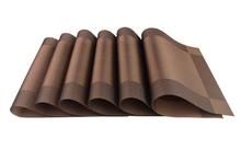 PVC Heat & Stain Resistant Washable Dining Table PlaceMats (Pack of 6, Brown)