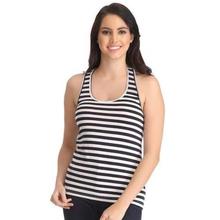 Black And White Stretchable Cotton Striped Tank Top- CM0011P13