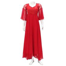 Red Pearls Embellished Gown For Women