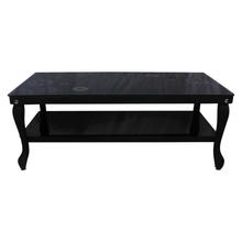 Black Wooden Designed Glass Toped Coffee Table, 36"