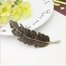 SALE- Vintage Women Hairpins Metal Gold Barrette Leaf Clip Feather