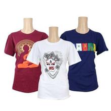 Pack Of 3 Printed 100% Cotton T-Shirt For Women- Maroon/White/Blue