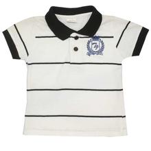 White/Black Striped Polo Shirt For Baby Boys