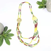 Red/Yellow/Green Beaded 'Rani Haar' Designed Pote Necklace For Women