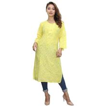 Light Yellow Front Buttoned Embroidered Kurti for Women