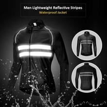 Men Lightweight Reflective Stripes Windproof and Waterproof Jacket