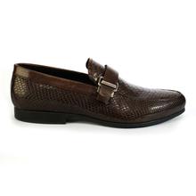 Coffee Brown Textured Slip-On Formal Shoes For Men - 1600-101