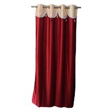 Plain Red Curtains With Golden Jhalar Belt