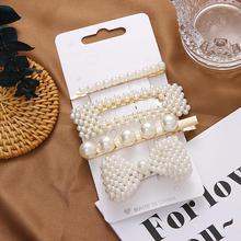 Ins Fashion 1Set Women Girls Elegant Pearls Hair Clips Sweet