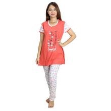 INSLL134 Printed Pyajama Set- Rust