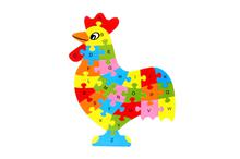 Multicolored Hen Puzzle With Alphabets
