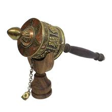 Golden/Black Om Mani Padme Carved Spinning Prayer Wheel