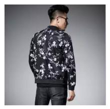 Black Floral Printed Slim Fit Jacket For Men