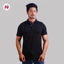 Nyptra Black Plain Cotton Polo T-Shirts For Men