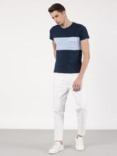 ether Men Blue Colourblocked T-shirt