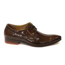 Brown Shiny Textured Lace-Up Party Shoes For Men