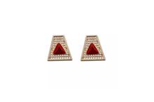 Bold Red Triangle Stud Earrings
