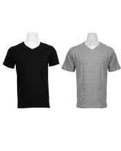 Pack Of 2 V-Neck T-Shirts For Men - Black/Grey