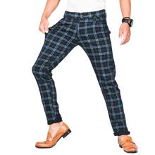 Virjeans Stretchable Cotton Check Blue Chinos Pant for Men (VJC 714)