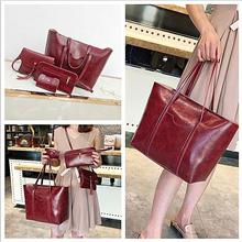 Red 4 in 1 Vintage PU Leather Shoulder Bag For Women